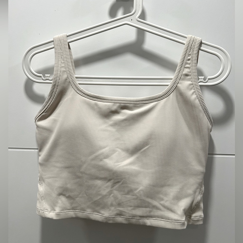 White ribbed tank sports bra